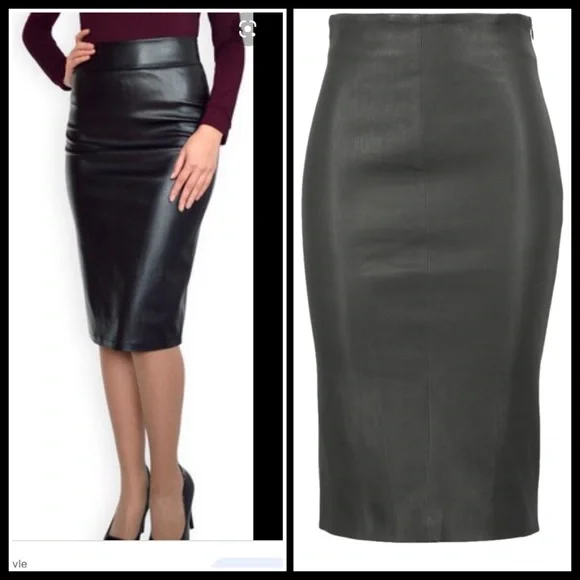 BC Leather Soft High Wasted MIDI Pencil Skirt XS